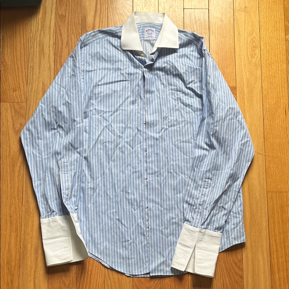 Vintage Brooks Brothers Light Blue Striped Dress Shirt- 15.5-34
